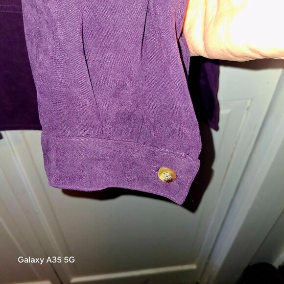 Vintage Aparenza Stretch Button-Up Purple Blouse 2X Polyester & Spandex Womens L - Picture 3 of 5